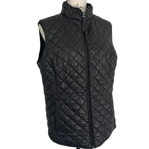VAN HEUSEN PUFFER VEST MEN INSIDE POCKETS Sz L BLACK MOCK NECK COZZY VERSATILE - Picture 10 of 16
